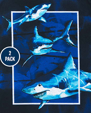 Boys Dino Shark Pajamas 2-Pack