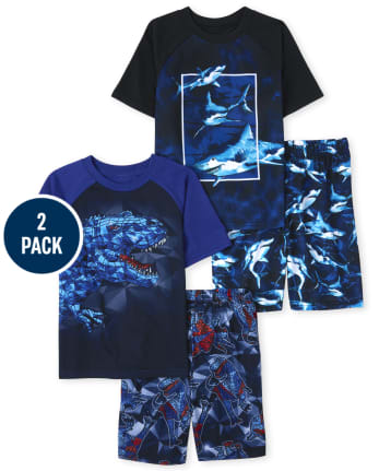 Boys Dino Shark Pajamas 2-Pack