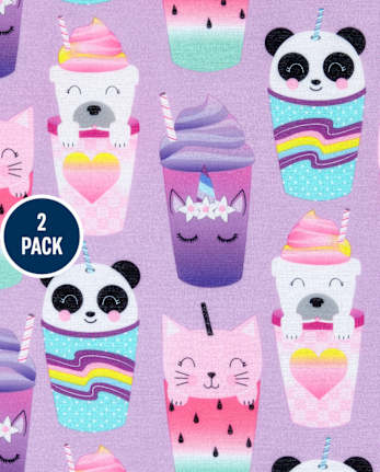 Girls Tie Dye Animal Pajamas 2-Pack