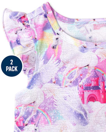 Girls Unicorn Castle Nightgown 2-Pack