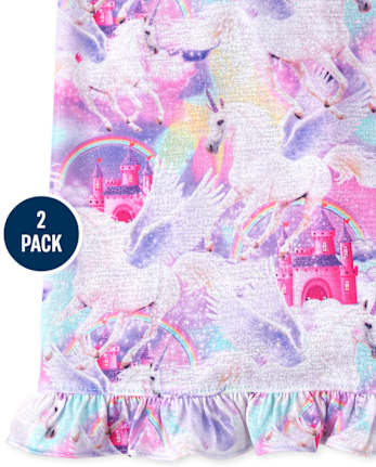 Girls Unicorn Castle Nightgown 2-Pack