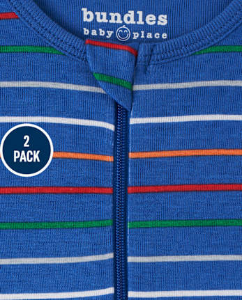 Lot de 2 pyjamas une pièce en coton ajustés pour bébés et tout-petits garçons