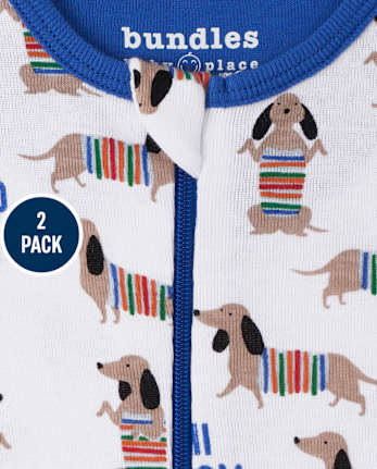 Lot de 2 pyjamas une pièce en coton ajustés pour bébés et tout-petits garçons