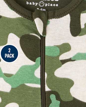 Baby And Toddler Boys Animal Camo Snug Fit Cotton One Piece Pajamas 2-Pack