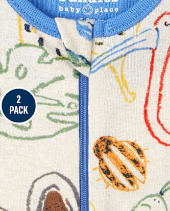 Baby And Toddler Boys Animal Camo Snug Fit Cotton One Piece Pajamas 2-Pack