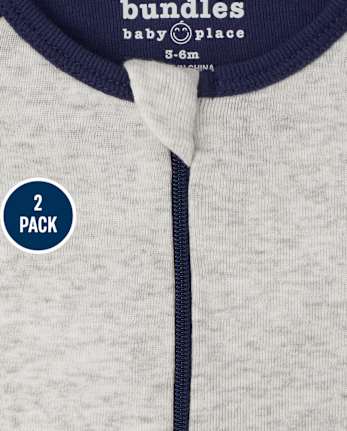 Lot de 2 pyjamas une pièce en coton ajustés pour bébé et tout-petit garçon