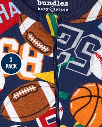 Lot de 2 pyjamas une pièce en coton ajustés pour bébé et tout-petit garçon