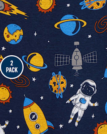 Baby And Toddler Boys Space Snug Fit Cotton One Piece Pajamas 2-Pack