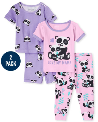 Lot de 2 pyjamas en coton ajustés Panda pour bébés et petites filles
