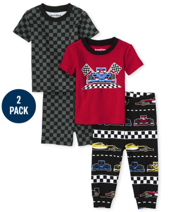 Paquete de 2 pijamas de algodón de ajuste ceñido para bebés y niños pequeños