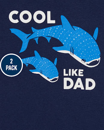 Pack de 2 pijamas de algodón ajustados con tiburón brillante para bebés y niños pequeños