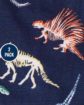 Baby And Toddler Boys Dino Snug Fit Cotton Pajamas 2-Pack
