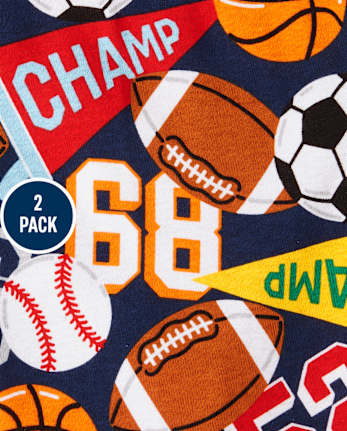 Baby And Toddler Boys Sports Snug Fit Cotton Pajamas 2-Pack