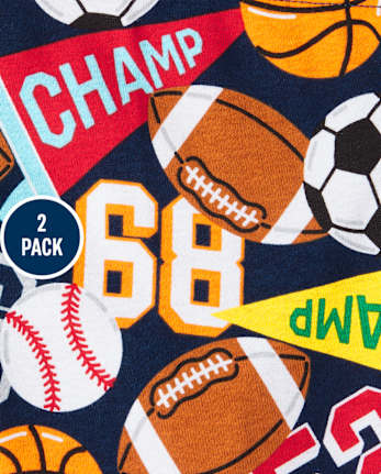 Baby And Toddler Boys Sports Snug Fit Cotton Pajamas 2-Pack