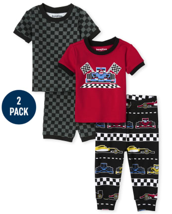 Baby And Toddler Boys Race Car Snug Fit Cotton Pajamas 2-Pack