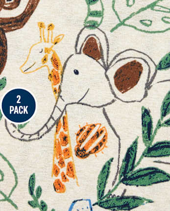 Pijamas de algodón ajustados con animales para bebés y niños pequeños, paquete de 2