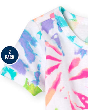Ensemble de 2 pyjamas en coton ajustés tie-dye pour bébés et petites filles