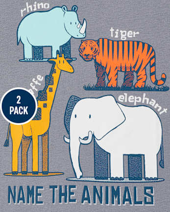 Baby And Toddler Boys Animals Graphic Tee 2-Pack