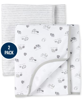 Unisex Baby Elephant Swaddle Blanket 2-Pack