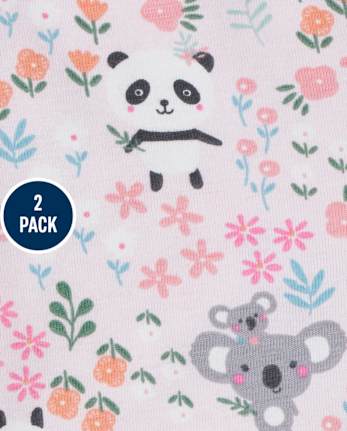 Baby Girls Panda Ruffle Leggings 2-Pack