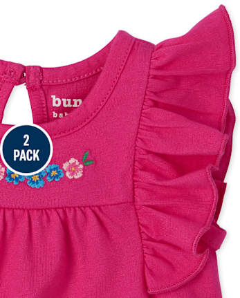 Baby Girls Floral Ruffle Romper 2-Pack