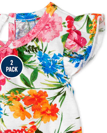 Baby Girls Floral Ruffle Romper 2-Pack