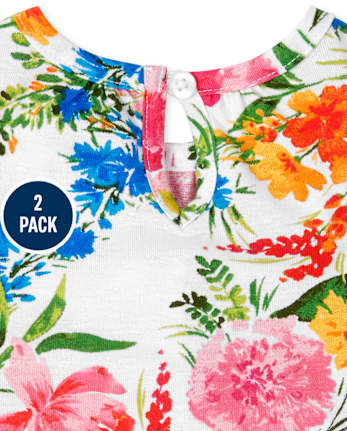 Baby Girls Floral Ruffle Romper 2-Pack