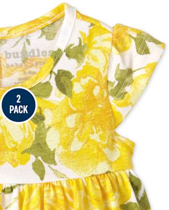 Baby Girls Floral Bodysuit Dress 2-Pack