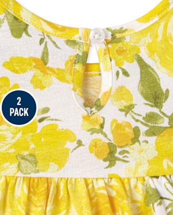Baby Girls Floral Bodysuit Dress 2-Pack