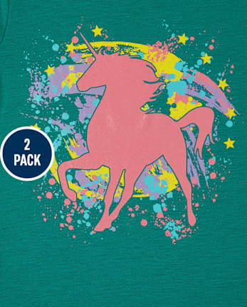 Girls Unicorn Graphic Tee 2-Pack
