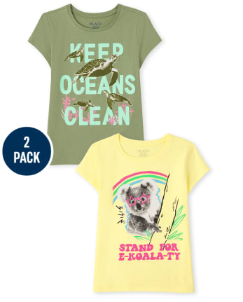 Girls Turtles And Koalas Graphic Tee 2-Pack