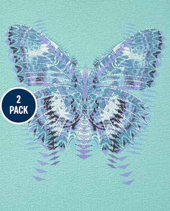 Camiseta con estampado de animales para niña, paquete de 2