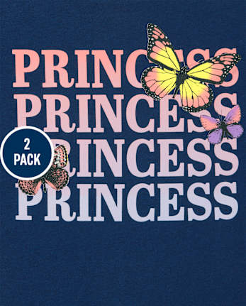 Lot de 2 t-shirts graphiques princesse pour filles