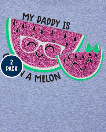 Paquete de 2 camisetas con estampado de frutas para bebés y niñas pequeñas