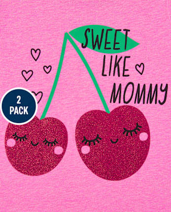 Paquete de 2 camisetas con estampado de frutas para bebés y niñas pequeñas