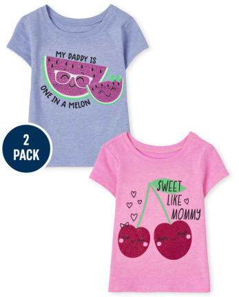 Baby And Toddler Girls Fruit Graphic Tee 2-Pack
