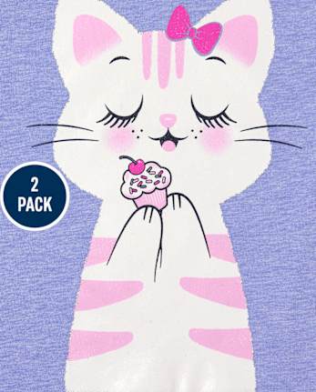 Baby And Toddler Girls Animals Graphic Tee 2-Pack