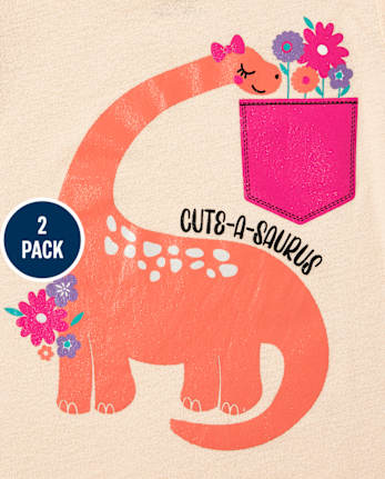 Baby And Toddler Girls Animals Graphic Tee 2-Pack