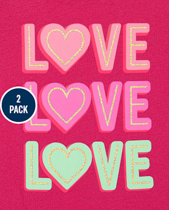 Baby And Toddler Girls Love Graphic Tee 2-Pack