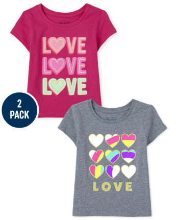 Pack de 2 camisetas con estampado Love para bebés y niñas pequeñas