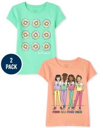 Girls Flower Squad Graphic Tee 2-Pack