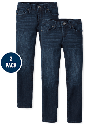 Pack de 2 vaqueros pitillo básicos para niñas
