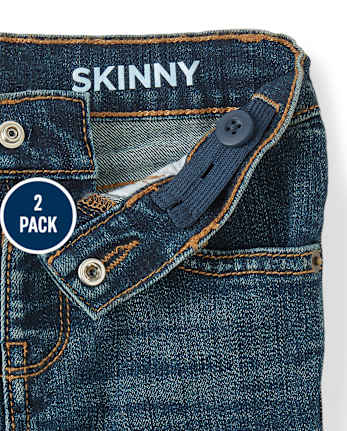 Paquete de 2 jeans ajustados elásticos para bebés y niños pequeños