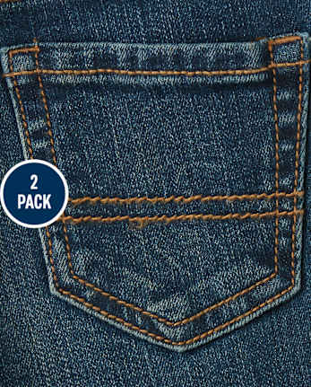Paquete de 2 jeans ajustados elásticos para bebés y niños pequeños