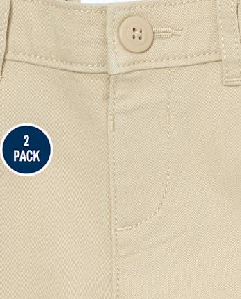 Niños pequeños Niña Uniform Stretch Bootcut Chino Pants 2-Pack