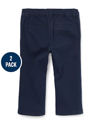 Niños pequeños Niña Uniform Stretch Bootcut Chino Pants 2-Pack