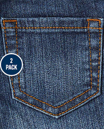 Paquete de 2 jeans básicos con corte tipo bota para bebés y niñas pequeñas
