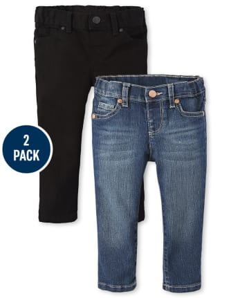 Escupir Desear estaño Paquete de 2 jeans ajustados básicos para bebés y niñas pequeñas | The  Children's Place - BLACK