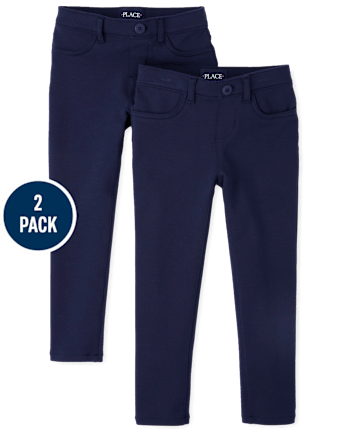 Girls Uniform Ponte Knit Pull On Jeggings 2-Pack - Plus