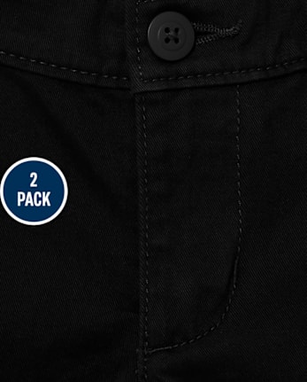 Paquete de 2 pantalones chinos ajustados elásticos uniformes para niñas - Slim